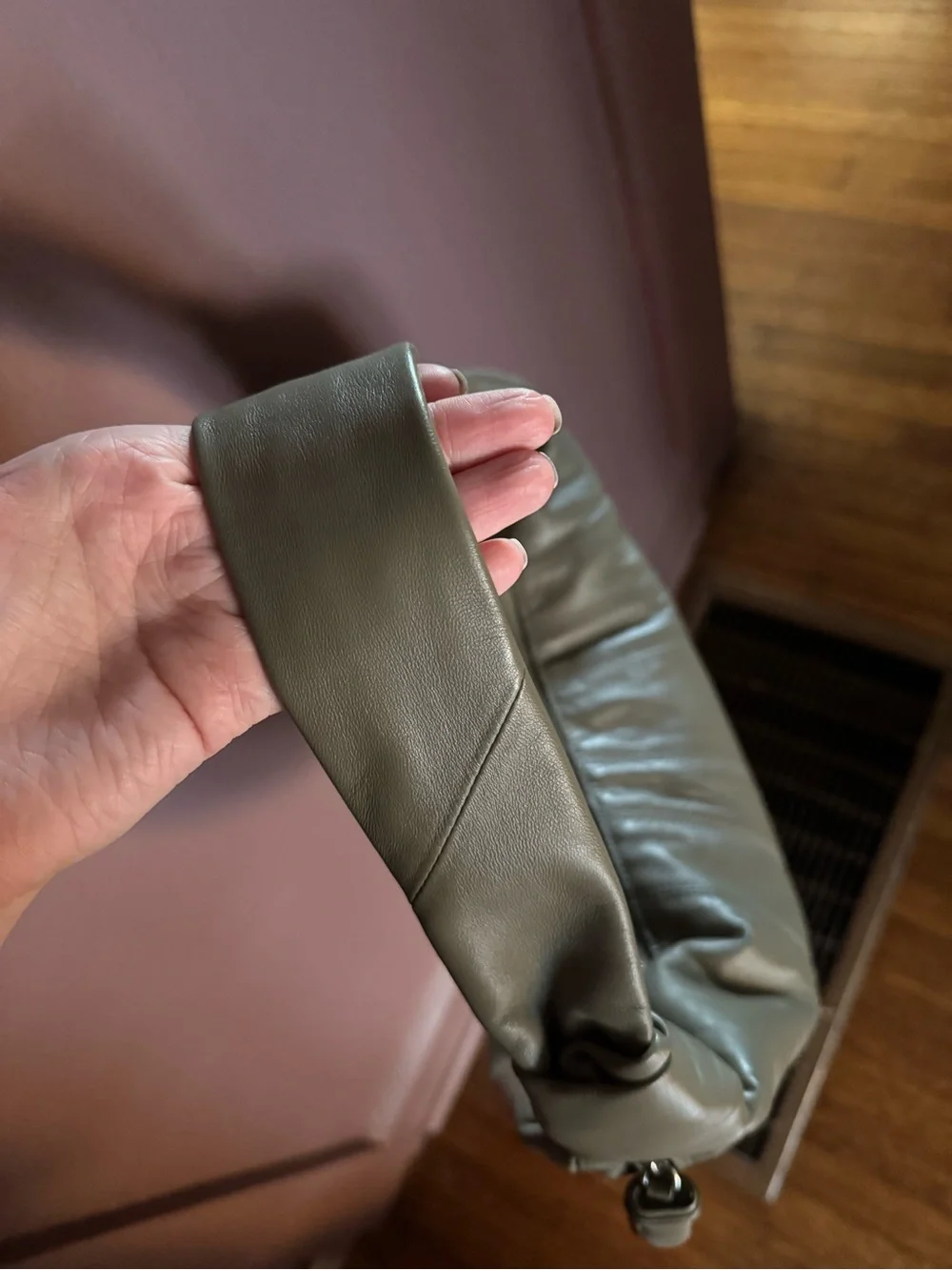 Lemaire Fortune Croissant Bag in Dark Sage